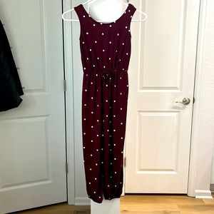 Girls one piece purple and polka dot full length romper